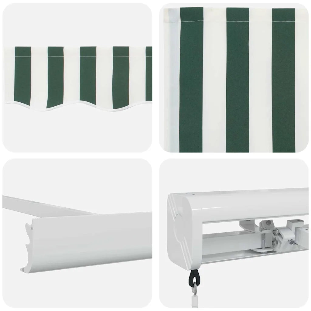 Tenda Retrattile Verde e Bianco 300 x 250 cm Tessuto e Metallo 3330189