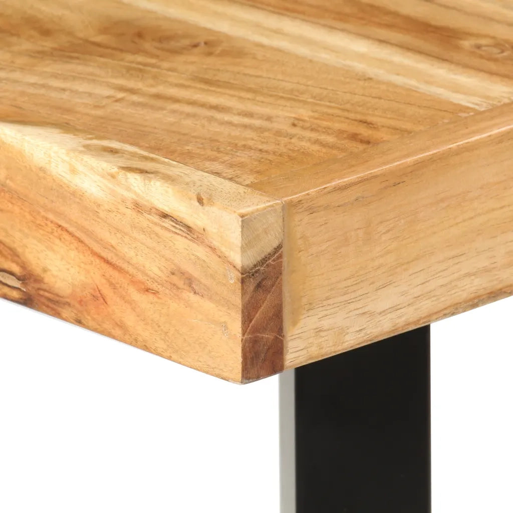 Set per Bar 9 pz in Legno Massello di Acacia Vera Pelle e Tela 3053443