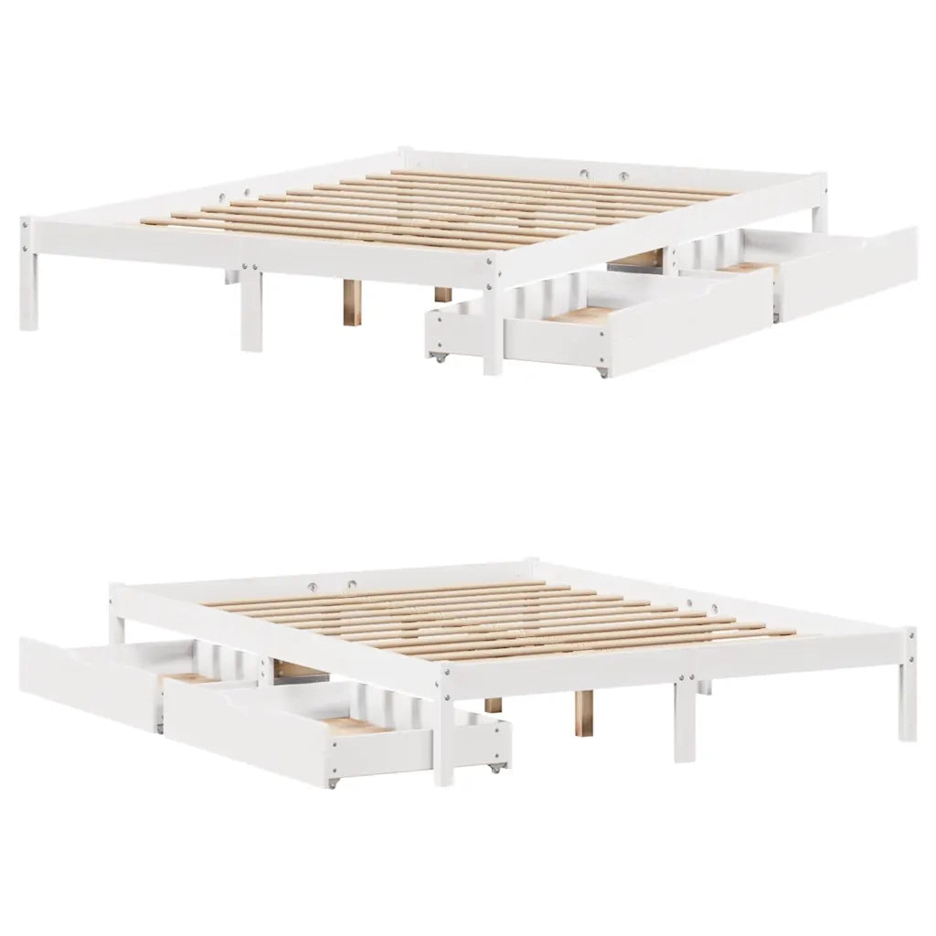 Letto senza Materasso Bianco 140x190 cm Legno Massello di Pino 3301429
