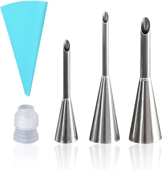 Set di 3 bocchette di verniciatura in acciaio inossidabile con applicatore cremoso da 25 cm con connettore per sacchetto di vernice.
