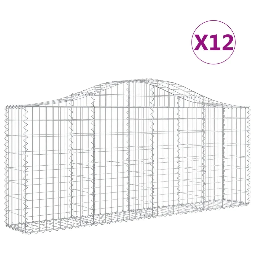 Cesti Gabbioni ad Arco 12 pz 200x30x80/100 cm Ferro Zincato 3145419