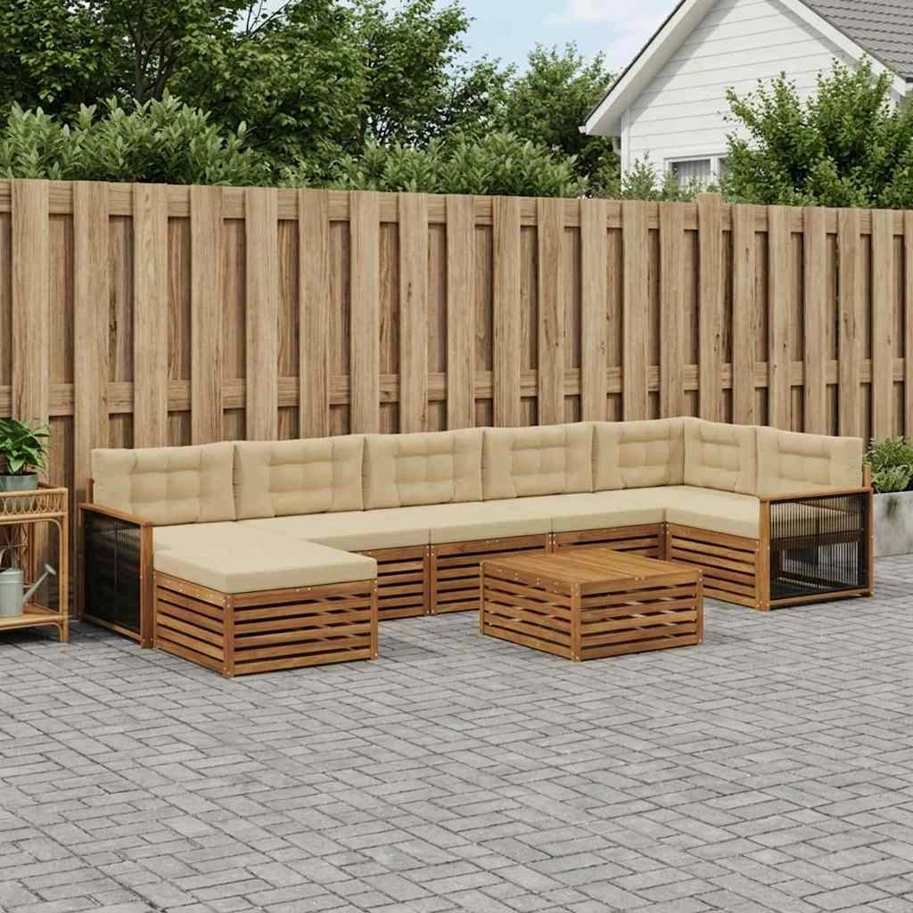 Set di divani da esterno 8 pz Naturale e Beige 3383656