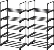 Sistema di conservazione di scarpe con 5 livelli, set di 2, spaziale risparmio, multifunzionale, nero, LSA055B02