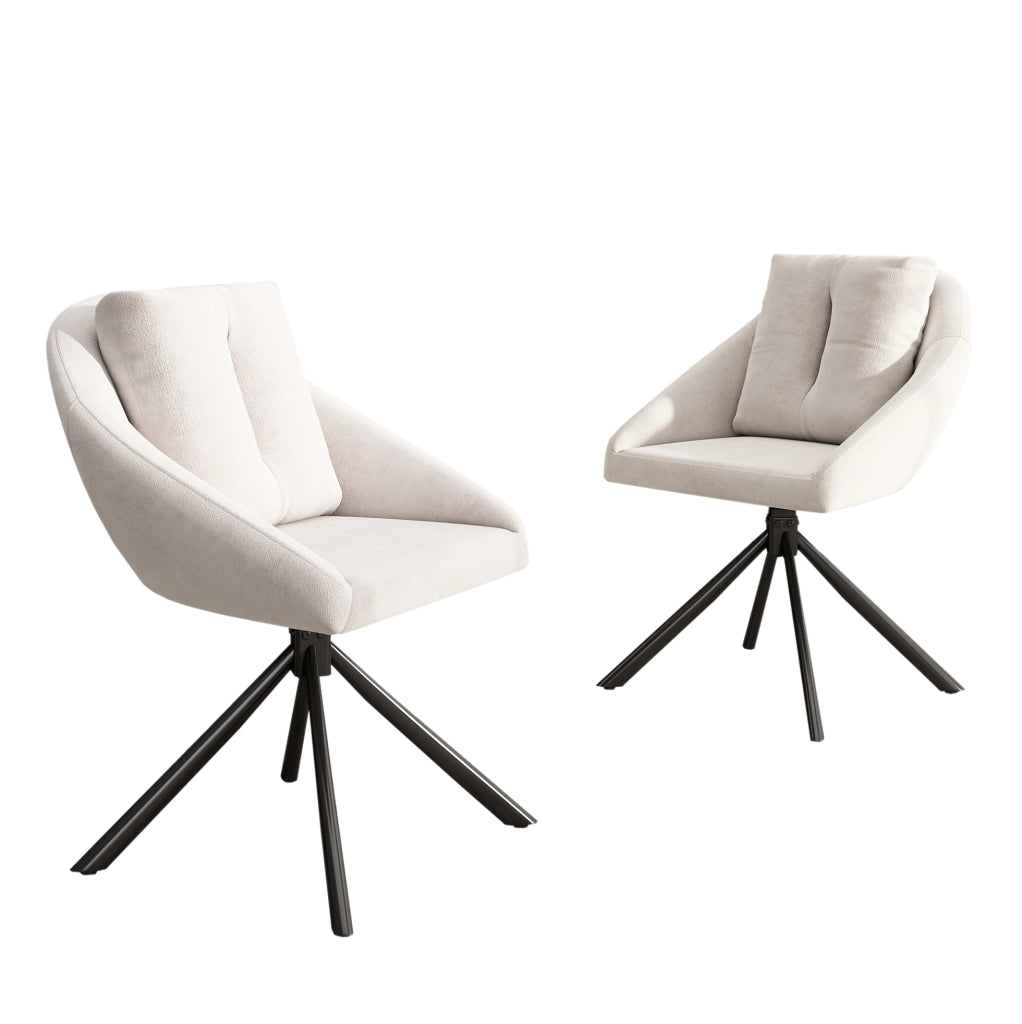 Sedia da pranzo girevole 65x59x79 cm beige in velluto