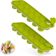 Blocchi di ghiaccio in forma di cubetti con coperchio, confezione da 2, base in silicone, certificato LFGB e BPA-free, ideale per latte materno, shot e cocktail, stivabile, blocchi di ghiaccio salutari e freschi (verde)