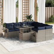 Set Divani da Giardino 9 pz con Cuscini Grigio Polyrattan Acacia 3326452