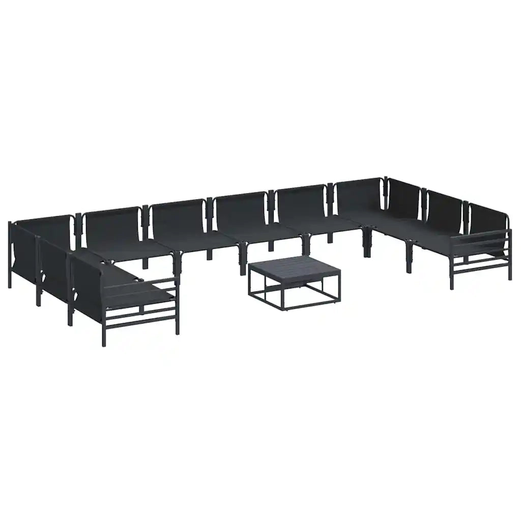 Set Divano da Giardino con cuscino 11 pcs Nero Acciaio 3379017