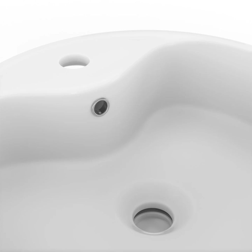 IDMarket - Lavabo rotondo a colonna in ceramica bianca L. 41 x L. 41 x H. 15,5 cm