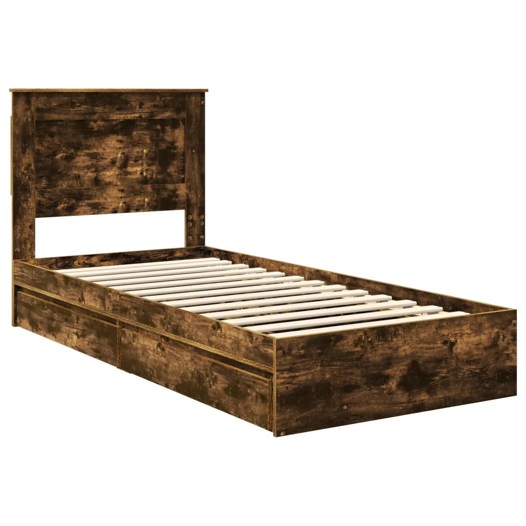 Letto con Contenitore Rovere fumé 90 x 190 cm Legno multistrato