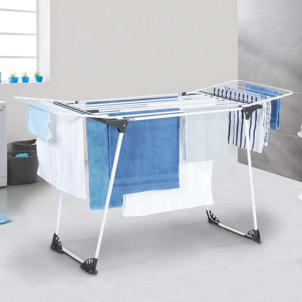 IDMarket - Stendibiancheria estensibile e pieghevole grgio e bianco 160 a 211,5 cm ULTRA