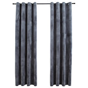 Tende Oscuranti | Tende Blackout con Anelli 2 pz Antracite in Velluto 140x245 cm