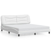 Letto matrimoniale | Letto per adulti | Giroletto senza Materasso Hvar Bianco 180x200 cm in Similpelle