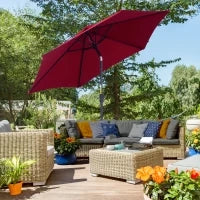 Ombrellone da Giardino 2.6x2.4 m con Manovella e Testa Inclinabile, in Alluminio e Poliestere