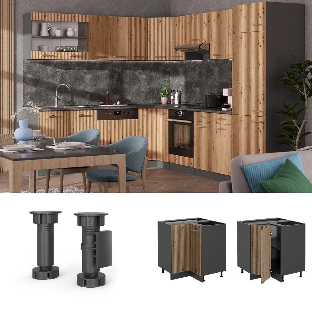 Mobile ad angolo cucina R-Line Rovere artigianale/Antracite 75.6 cm, PL Rovere Vicco