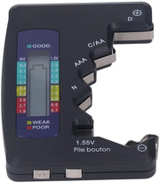 Controllatore di Batterie Digitale LCD - Ambientalmente Piatto - Nero - Controllo Universale di Batterie - Adatto per Batterie AA 9V