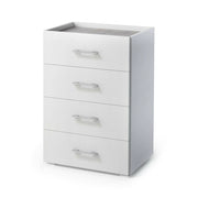 Cassettiera Avim, Settimanale a 4 cassetti per camera da letto, Mobiletto multiuso da ufficio o studio, Cm 50x41h87, Bianco e Cemento