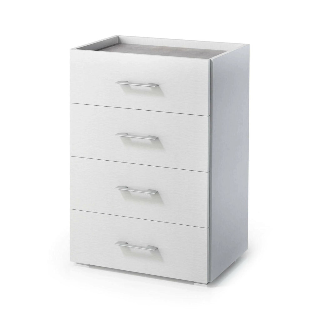 Cassettiera Avim, Settimanale a 4 cassetti per camera da letto, Mobiletto multiuso da ufficio o studio, Cm 50x41h87, Bianco e Cemento