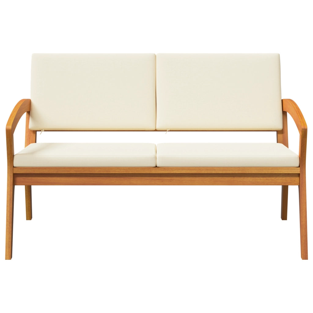 Panchina da giardino con cuscini 115x70x72 cm in legno massello di acacia