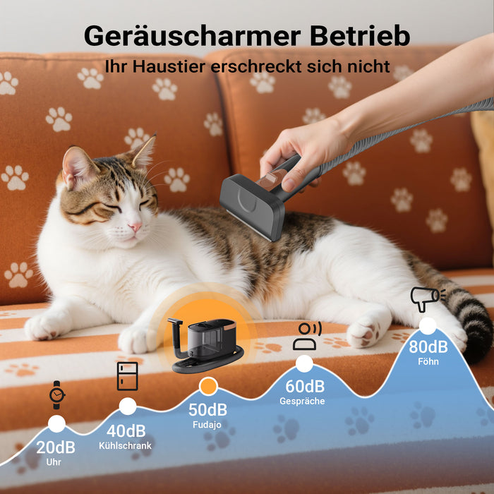 Fudajo Set per toelettatura di animali domestici 6 in 1, aspira peli per cani e gatti, tosatrice per cani, con accessori per la cura del pelo, colore nero