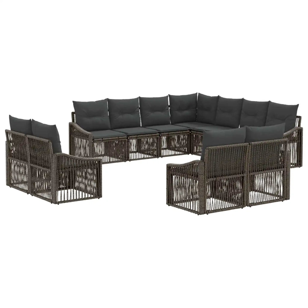 Set Divano da Giardino 11 pcs Grigio polyrattan 3436175