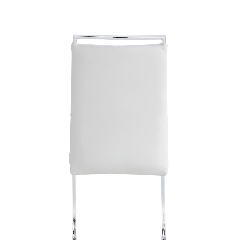 Set da 2 sedie da pranzo moderne con schienale in PU e lino, imbottite, colore bianco