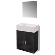 Set Mobili da Bagno | Armadio da bagno con Lavabo 3 pz Nero