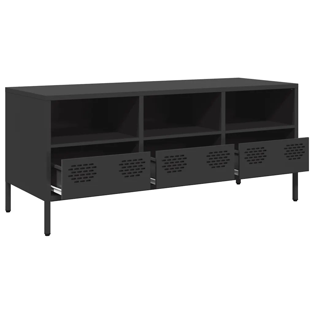 vidaXL Mobile TV Nero 101,5x39x43,5 cm in Acciaio Laminato a Freddo
