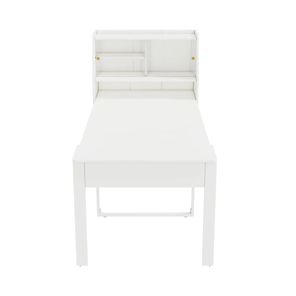Tavolo da Pranzo Allungabile Salvaspazio con Vano ¨C Xylo ¨C Bianco, Rettangolare, 52/132.5x80x76 cm