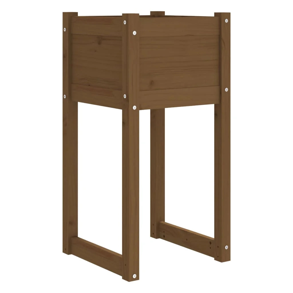 Fioriera rialzata per piante e fiori terrazza giardino 40 x 40 x 81 cm legno massello di pino marrone 02_0037592