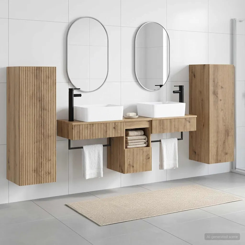 Set di mobili per il bagno 5 pz Rovere Artigianale 3405982