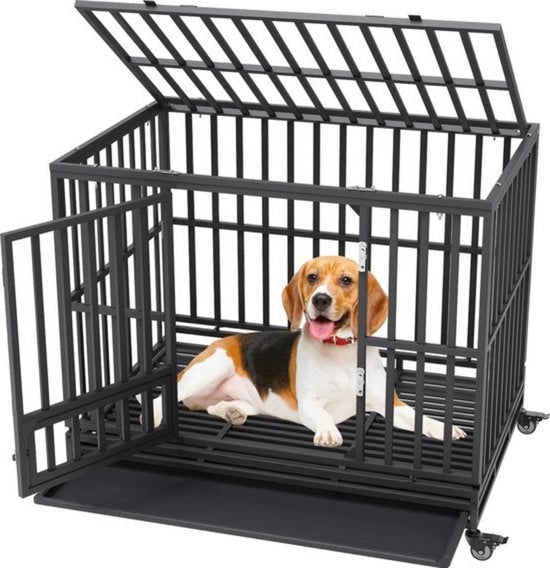 Recinzione per cani - 65×95×81 cm - Cestello con Ruote Incluso - Per Interno e Esterno