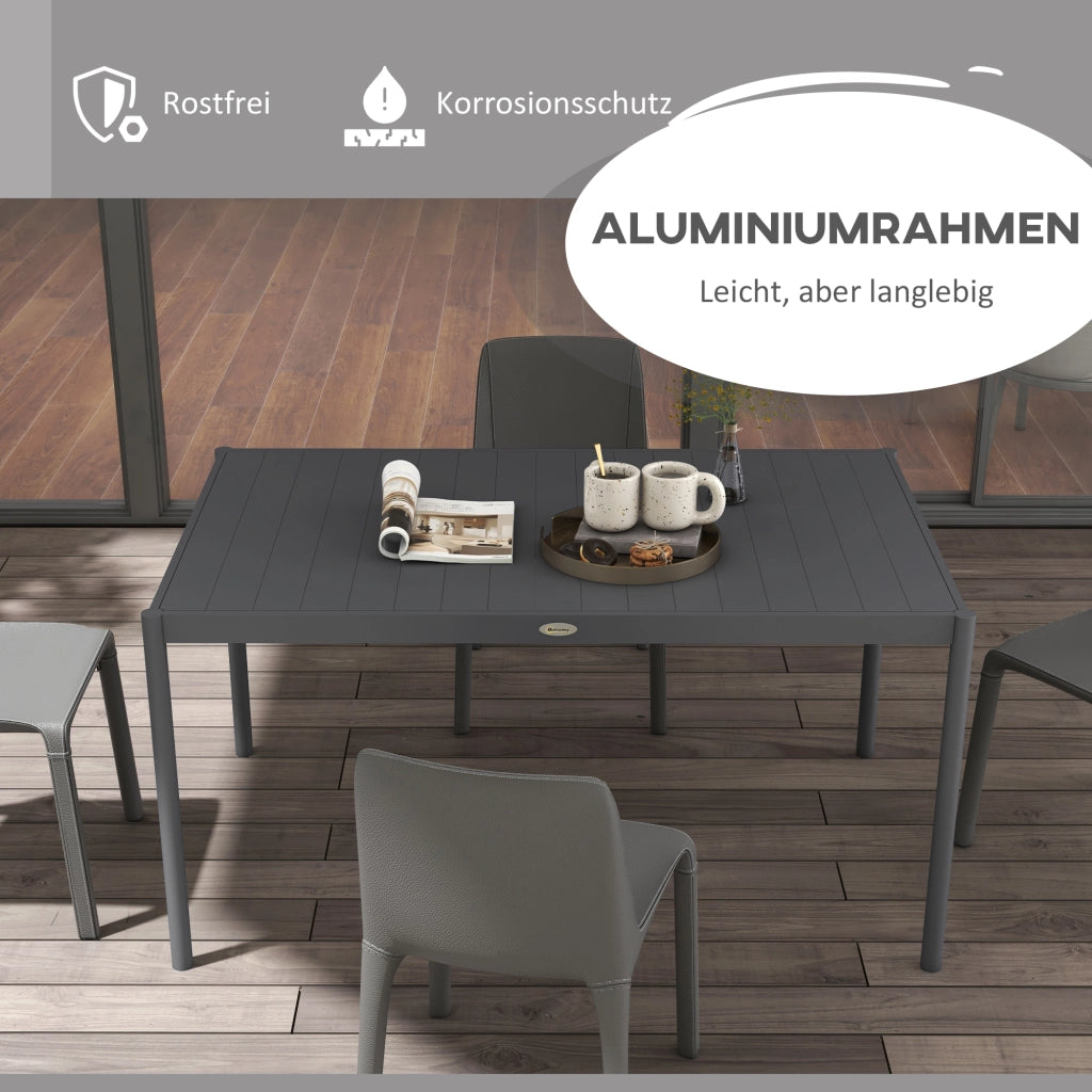 Tavolo da Giardino in Alluminio ¨C zephmum ¨C Grigio Scuro 145x90x74 cm