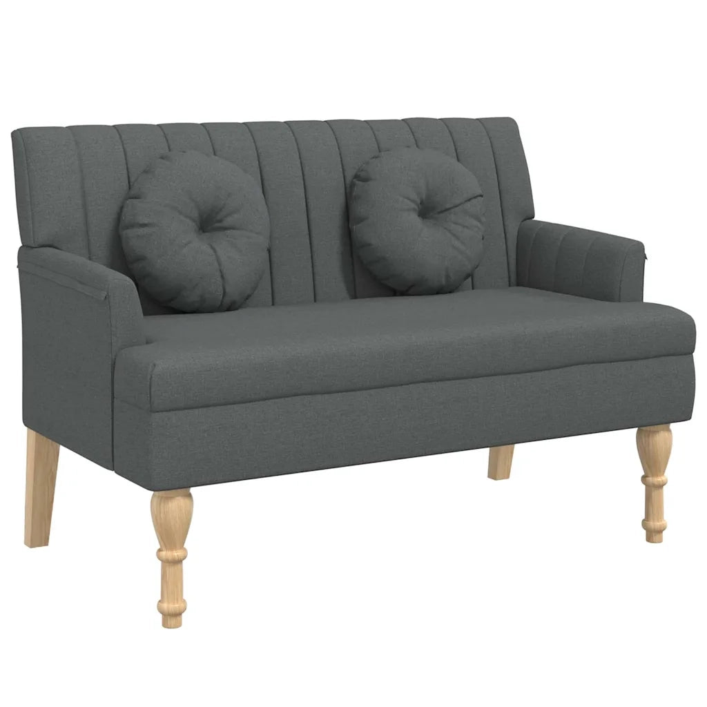 Panca con Cuscini-Sgabello-Divano Grigio Scuro 113x64,5x75,5 cm in Tessuto