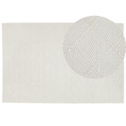 Tappeto tappetino Lana Bianco Sporco con Cotone 160 x 230 cm Rettangolare Intrecciato a Mano Motivo Geometrico Boho