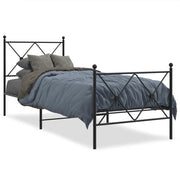 Letto singolo | Letto per adulti | Giroletto con Testiera e Pediera Metallo Nero 80x200 cm