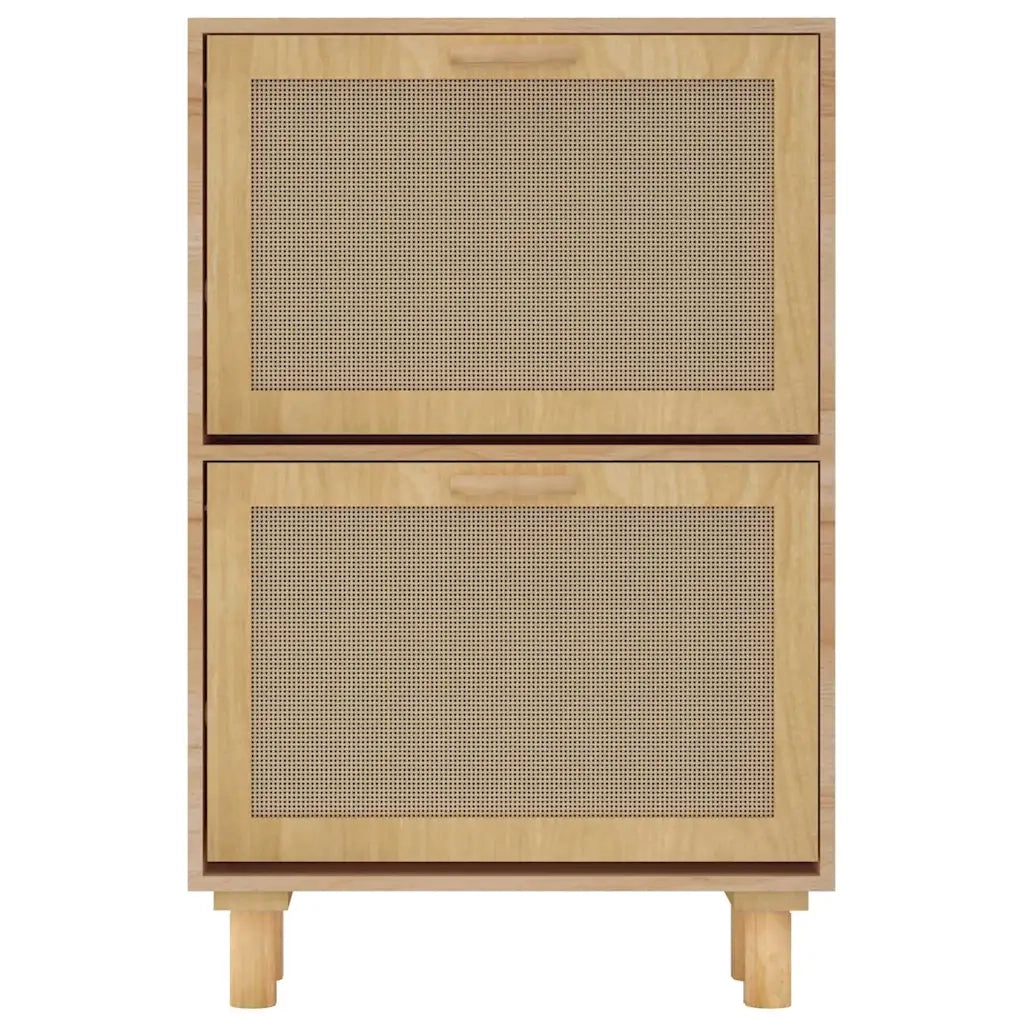 Scarpiera-Scaffale per scarpe Marrone 52x25x80cm Legno Multistrato e Rattan Naturale