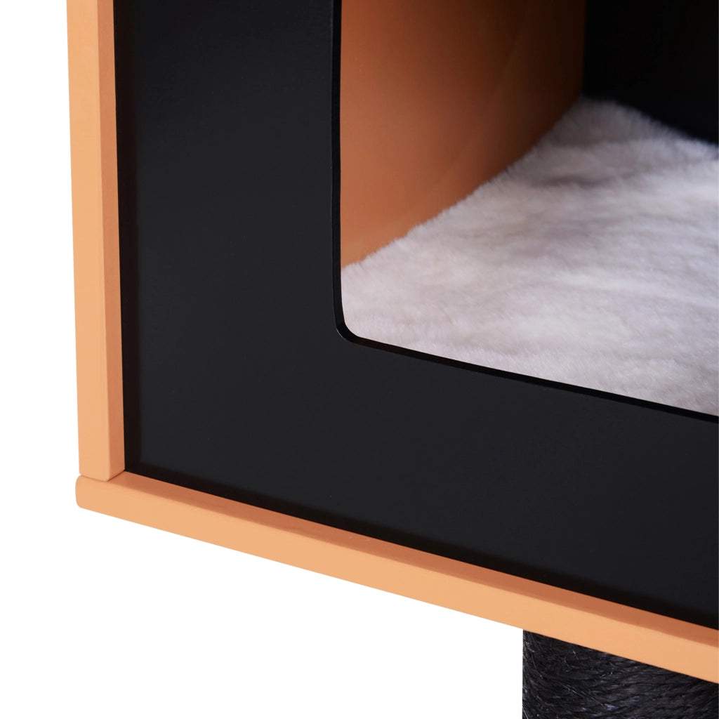 Arbre ¨¤ chats con griffoir e piattaforme ¨C zephmum ¨C MDF nero 71.5x49.5x120 cm