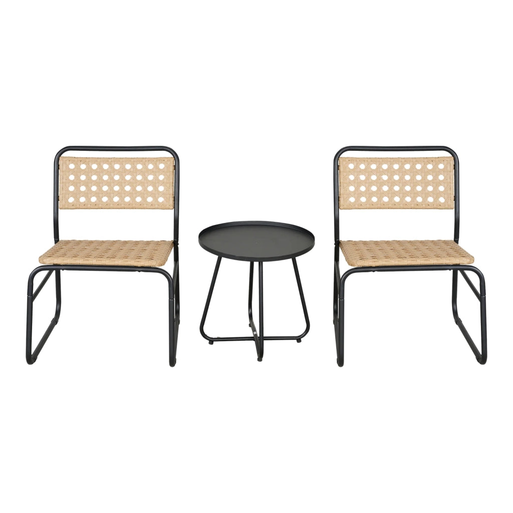 Set da bistrot con tavolino e 2 sedie beige e nere 03_0009406
