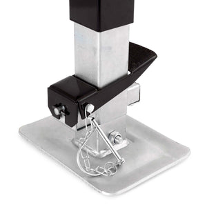 Piede stabilizzatore per rimorchi roulotte, max 900 kg, regolabile in altezza con manovella, con pedale e perno di sicurezza