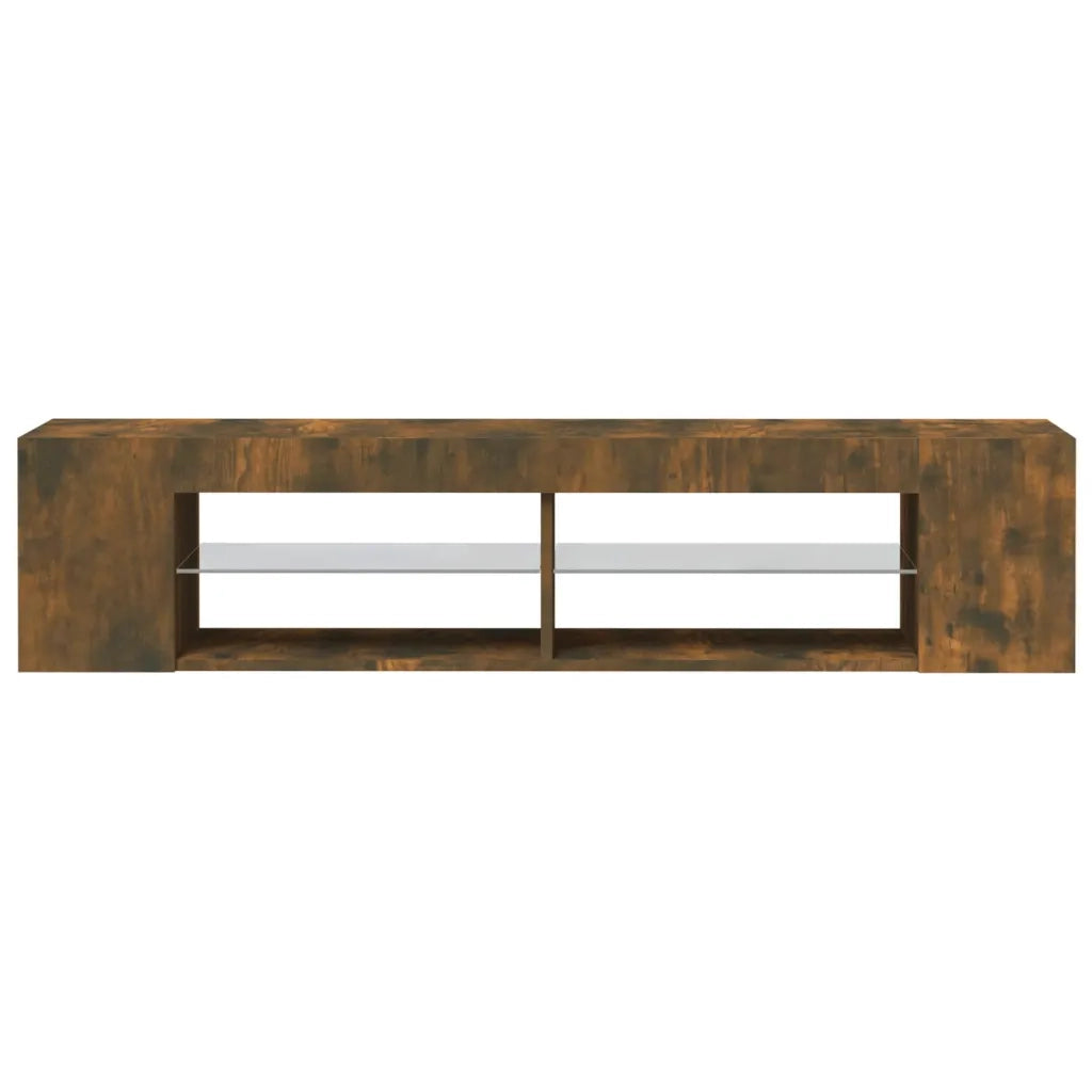 Mobile Porta TV con Luci LED Rovere Fumo 135x39x30 cm 815693