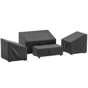 Set 4 Coperture per Mobili da Giardino 4 Pezzi Impermeabili in Tessuto Oxford 420D Nero