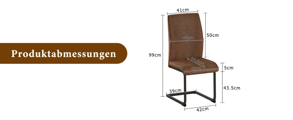SEDIA da pranzo ergonomica Set da 2 pezzi 43x44,5x5 cm tessuto marrone