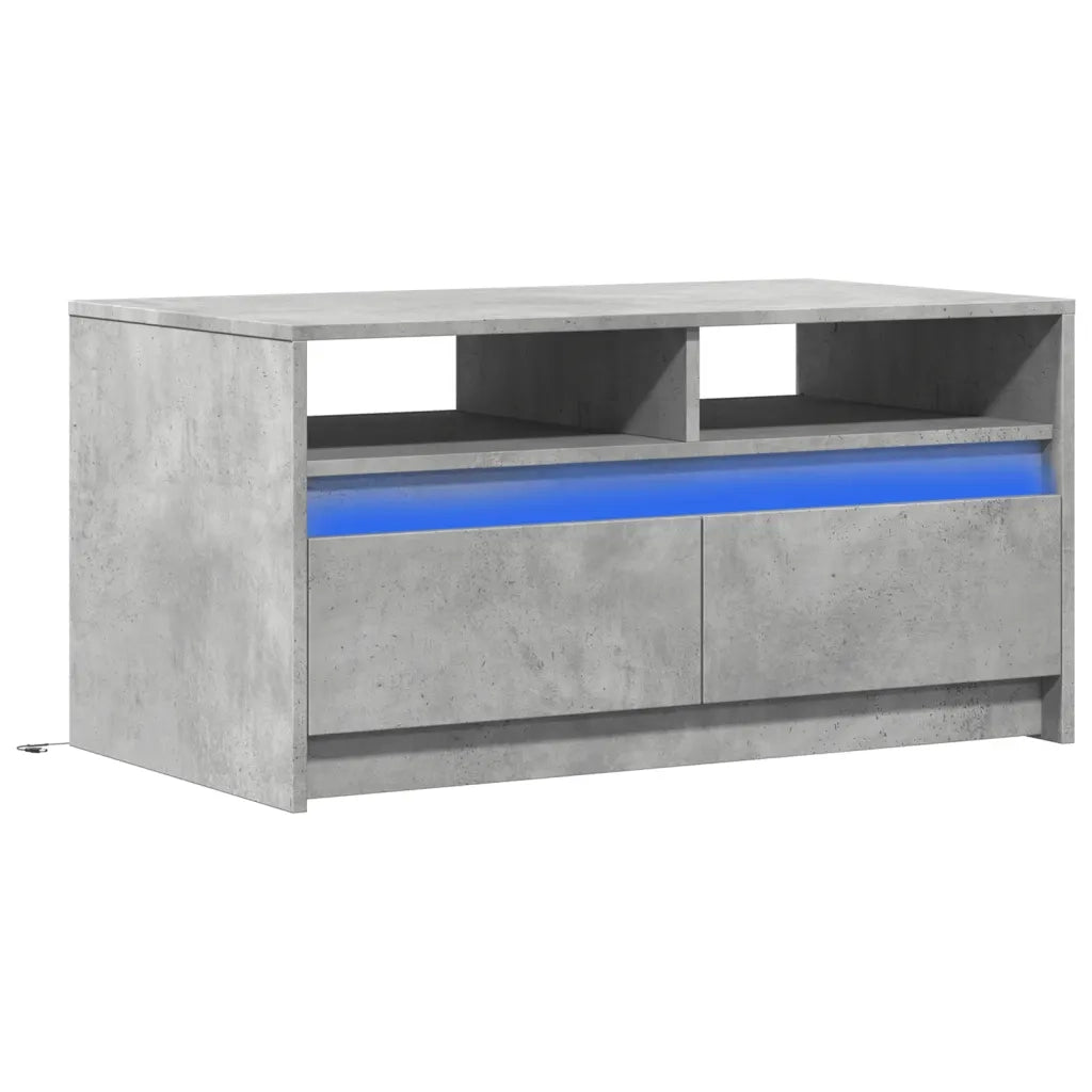 Tavolino da Salotto con Luci LED Grigio Cemento in Truciolato 851994