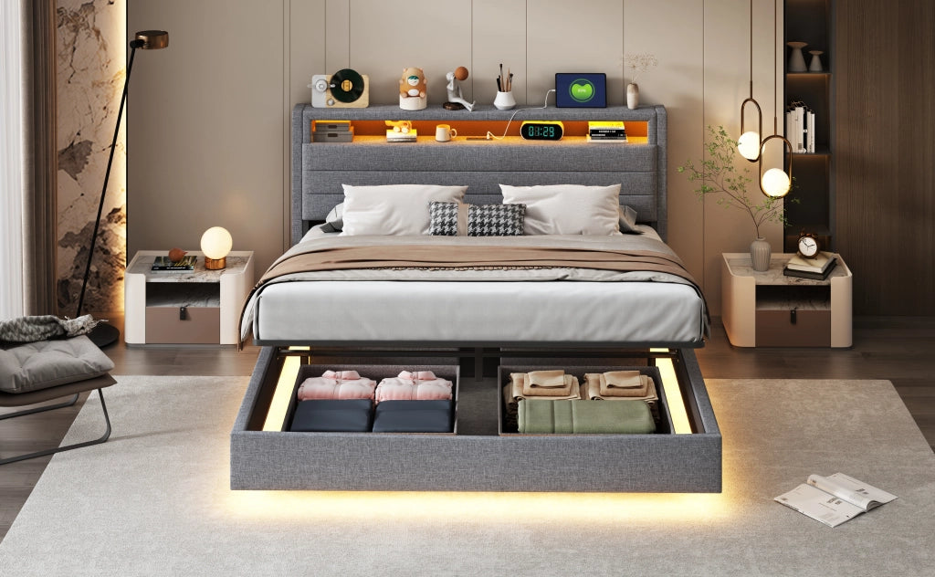 letto imbottito lino grigio 160 x 200 cm