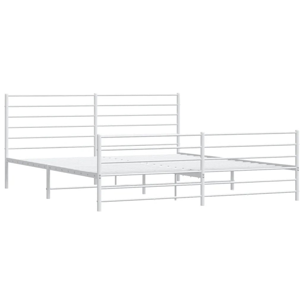 Letto matrimoniale | Letto per adulti | Giroletto con Testiera e Pediera Metallo Bianco 200x200 cm