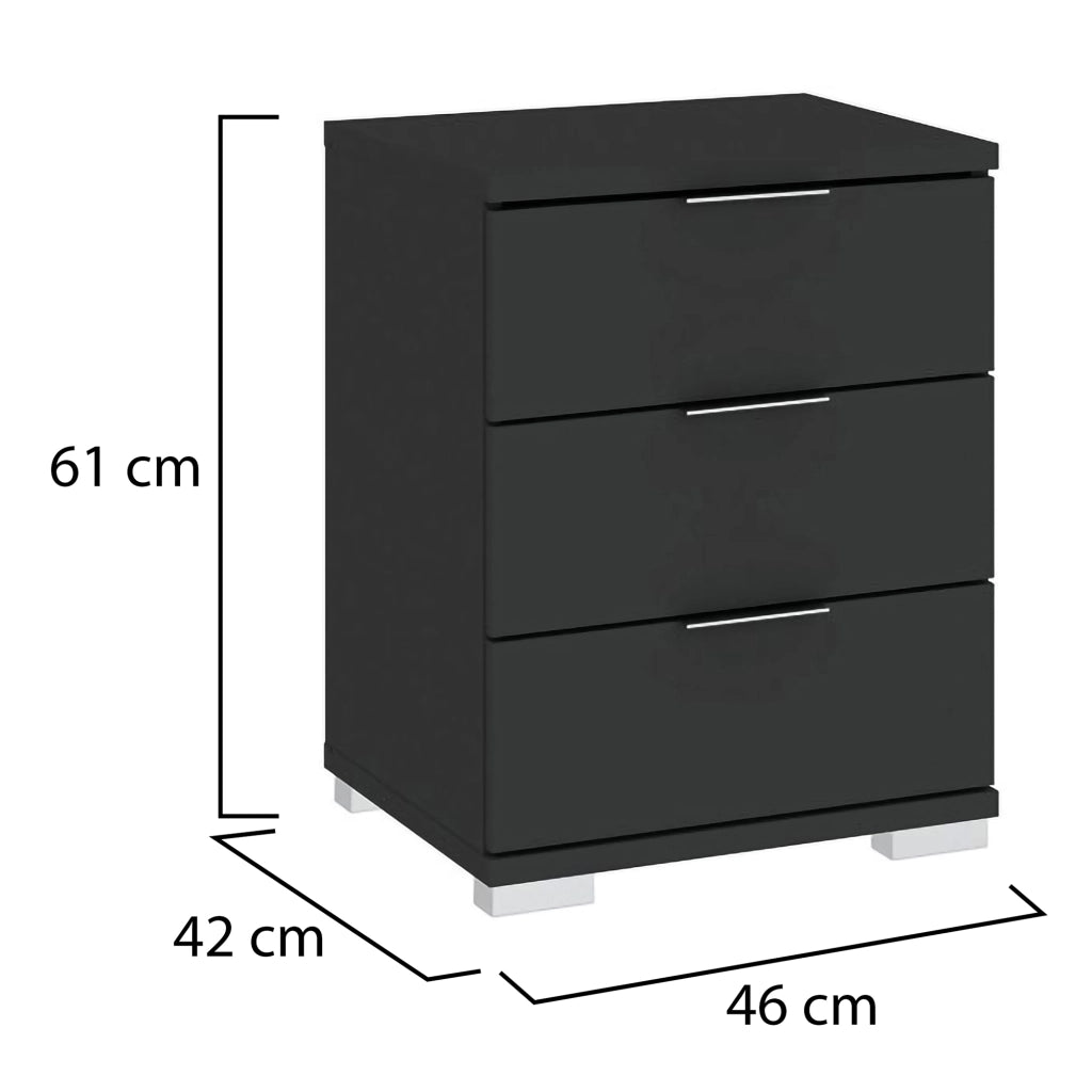 Laharo, Cassettiera 3 Cassetti, 46x42x61h cm Nero Antracite