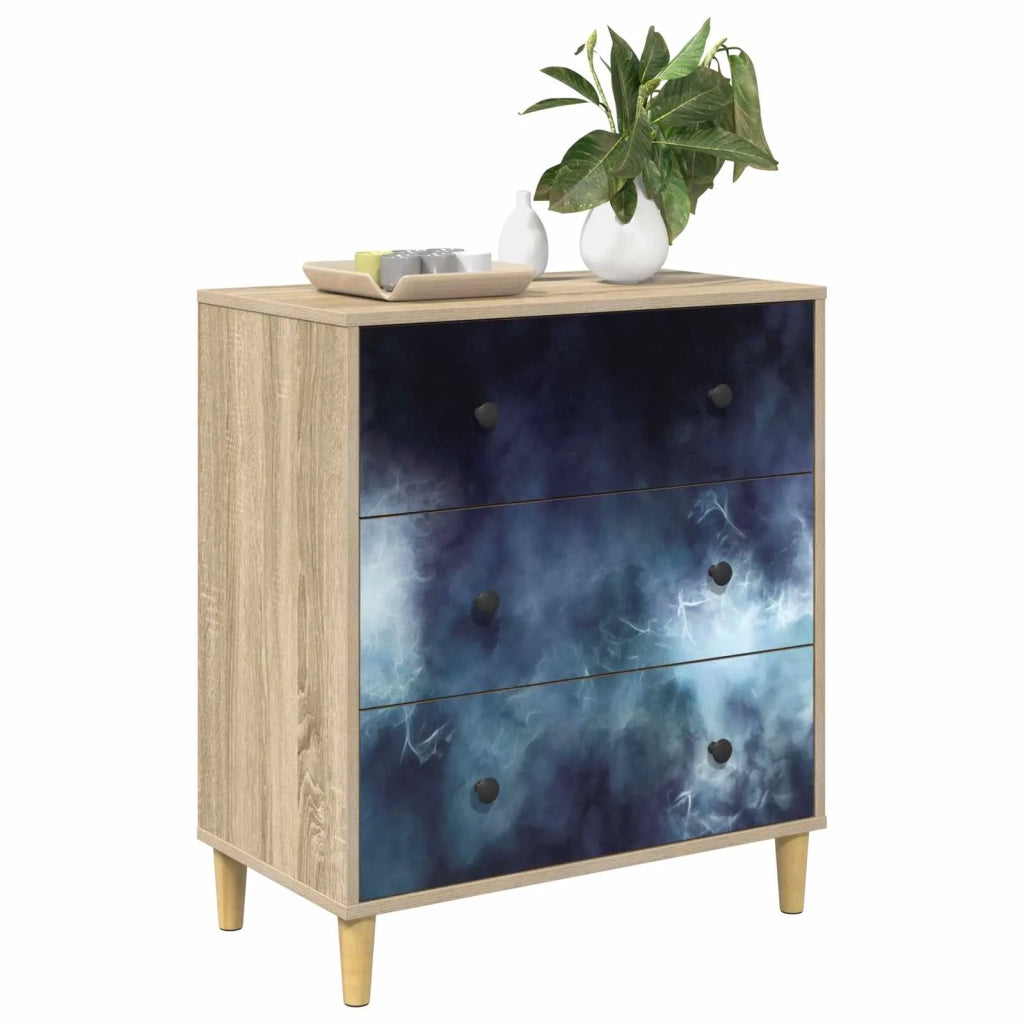 Cassettiera RAALTE Stampa in marmo blu 66 x 36,5 x 75 cm Sonoma 8007352