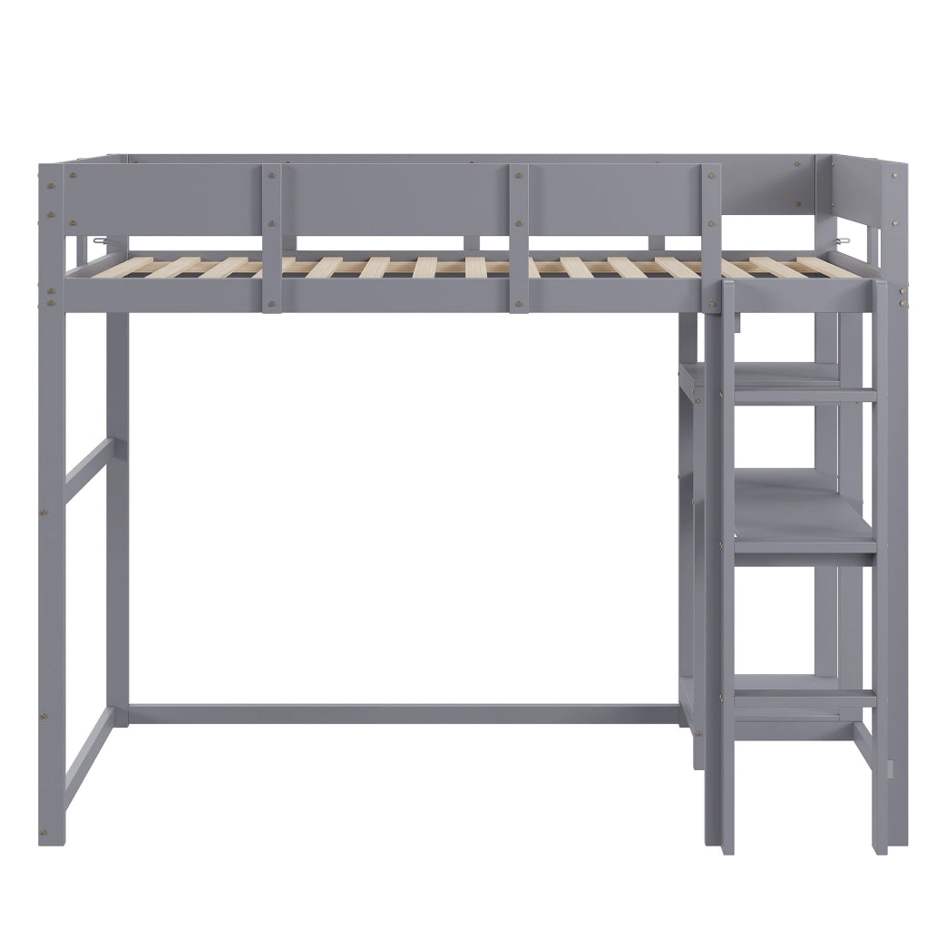 Letto a soppalco 90x200 cm in pino massello grigio