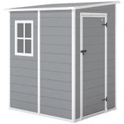 Casetta da Giardino con Finestra e Doppia Porta, in PP e Alluminio, 122x149x192 cm, Grigio