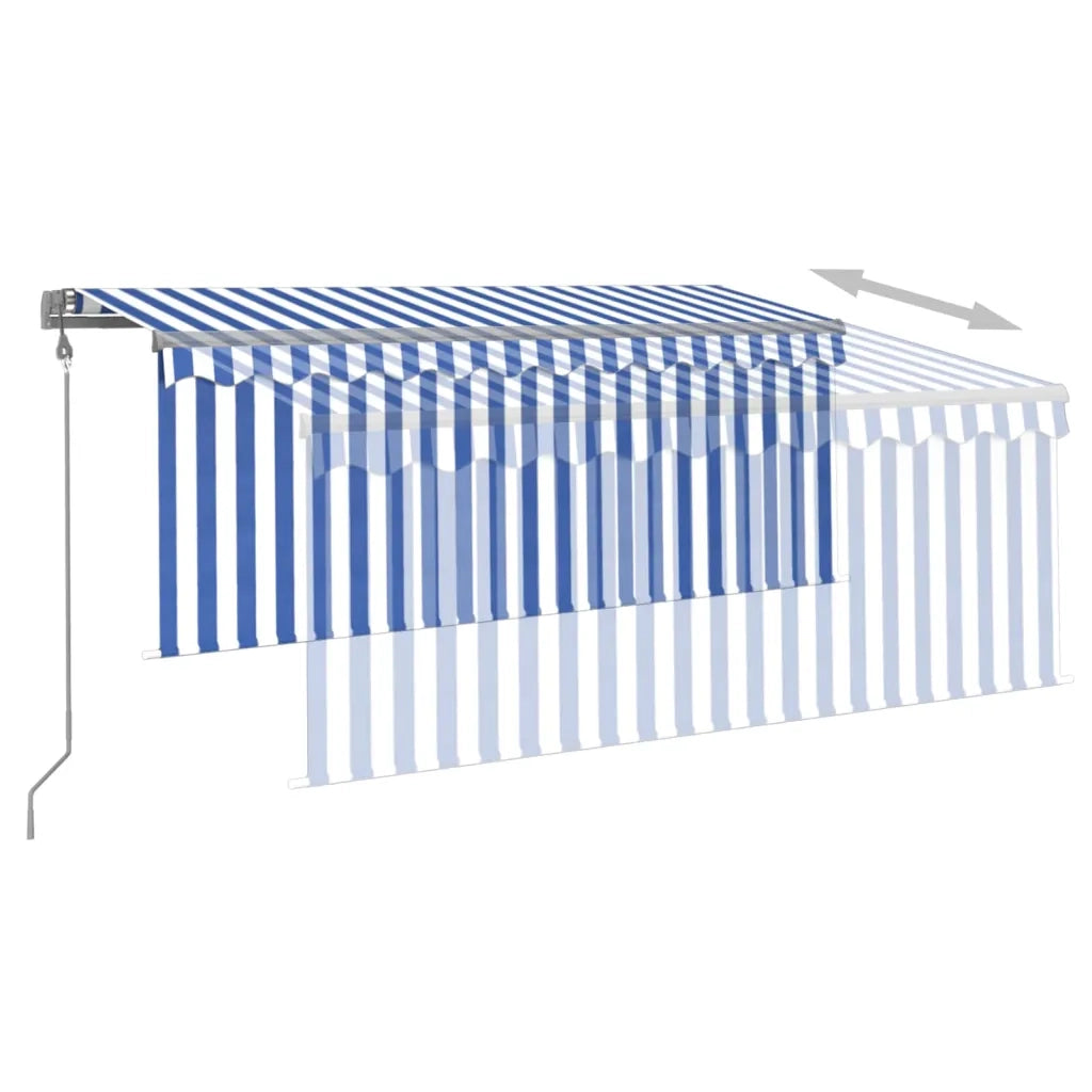 Tenda Automatica Parasole LED Sensore Vento 3x2,5m Blu e Bianco 3069391